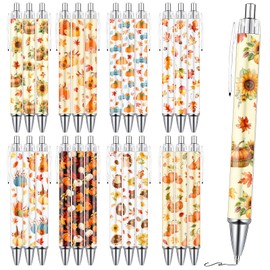 Wxiben Fall Ballpoint Pens Gifts - 24 Pcs Thanksgiving Pens Set Pumpkin Maple Leaf Retractable Black Ink Pen Autumn Favors for Women Men Harvest Office Classroom Home Students School Party Supplies
