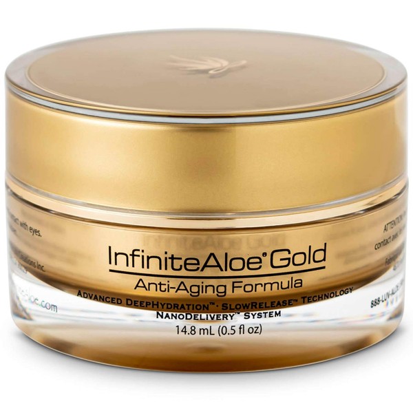 InfiniteAloe Gold Anti-Aging Formula - Organic Aloe Supported by Twelve Key Anti-Aging Ingredients to Deliver Younger Looking, Hydrated, Soft Skin (0.5 Oz.) A Part of the réparneu Line of Products by IA