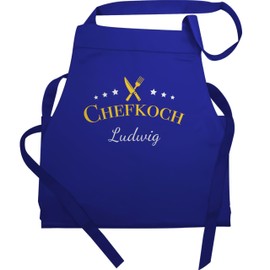 Geschenk mit Namen personalisiert by Shirtracer - Apron - Cooking Apron Men - Chef with Name, 4 Royal Blue