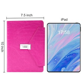 CAGIE Diary for Women Gift, 7.5 x 10 Inch Large Journal with Lock More Secure，220 Pages Refillable Journal for Writing, Business Birthday Gift for Women, Rose Red