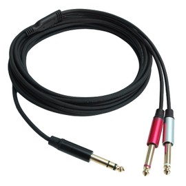 keepdrum AC048M Splitter Cable Y Cable 6.35 mm Jack 2x Mono to 1x Stereo 5 m