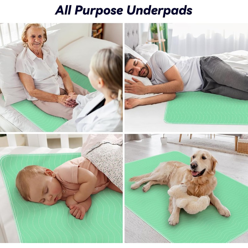 2 Pack 36” x 54” Extra Heavy Absorbency Washable Underpads,
