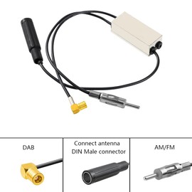 Vecys DAB FM Antenna Splitter Car Antenna Amplifier SMB Socket to DIN Plug to DIN Socket Adapter Converter Compatible with AM/FM/DAB + Car Radio Antenna