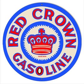 Red Crown Gasoline Reproduction Metal Sign Motor Oil And Gas