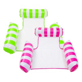 nflatable Pool Float adults 2 Pack 4-in-1 Inflatable Water Hammock Swimming Pool Floating Chair Relax in the Swimming Pool, Beach, Bathroom,and Water Lounge Summer Holiday Pink+Green