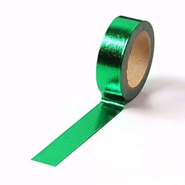 Syntego Solid Foil Washi Tape Decorative Self Adhesive Masking Tape 15mm x 10 Meters (Green)