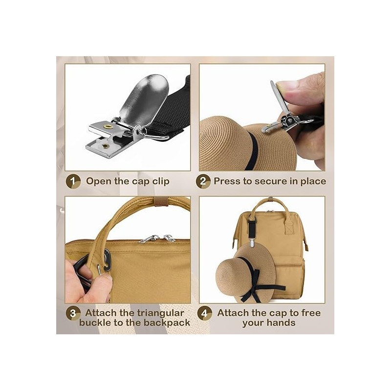 GOEDEKE 2Pcs Hat Clips for Travel on Bag, Hat Bag