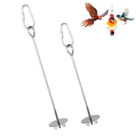 2pcs Bird Cage Food Holder, Stainless Steel Parrot Fruit Skewer with Hook Bird Fruit Feeder Bird Supplies Foraging Toys for Macaw Parakeet Parrot Budgie