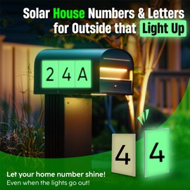 House Numbers for Outside Light Up Solar - Solar House Numbers for Outside on Mailbox or Sign - Glow In The Dark Lighted Number 4 - Illuminated for Easy Address Discovery