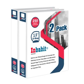 Inbabit Binder 1.5 Inch 3-Ring Binders with Label Holder for School Office Supplies D-Ring White View Binders Hold 250 Sheets & Fit 8.5"x11" for Letter Size Classic Collection (1.5Inch, 2Pack)…