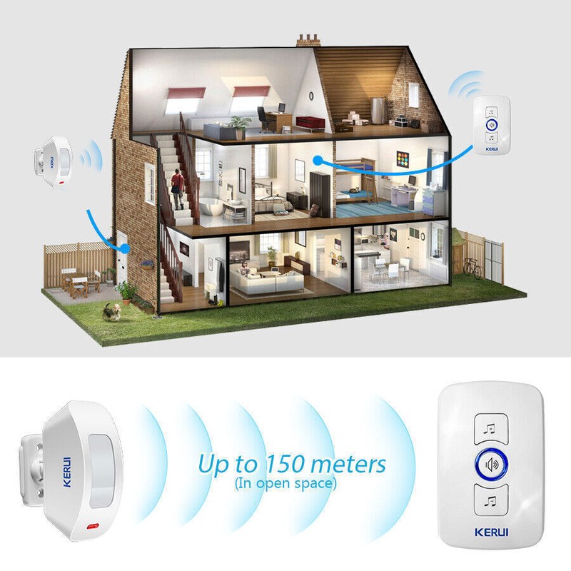 KERUI Home Security Wireless Outdoor Driveway Alarm Doorbell 2x Motion