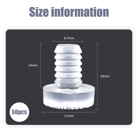 TONAUP Pack of 50 Transparent Rubber Stop Dampers, Rubber Buffers, Furniture Buffers, Anti-Collision Table Bumpers for Cabinet Doors, Drawers, Glass Tables