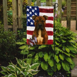 Caroline's Treasures Brindle American Staffordshire Terrier American Flag Garden Flag Mailbox Flag Decorative Yard Flag Banner Outside Patio Artwork Yard Flower Beds, Garden Size, Multicolor
