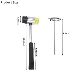 Landscape Fabric Pins Rug Stakes - 11-Pack Heavy Duty 6" G-Shaped Garden Staples with Dual Head Hammer for Outdoor Carpet, Weed Barrier, Tarps and Ground Cover