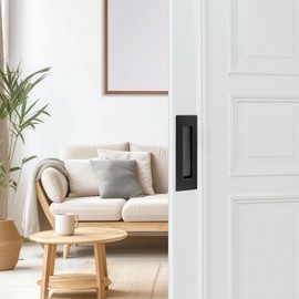 yuntop Black Sliding Closet Door Handles Recessed Finger Flush Pulls Stainless Steel Handles Closet Door Pulls(2 Pack 6 Inch)