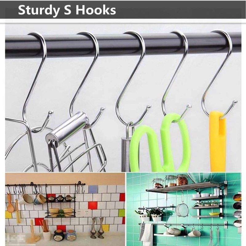 JUTOSU S-Shaped Hooks, S Hooks, Stainless Steel, Small, Large, Storage,