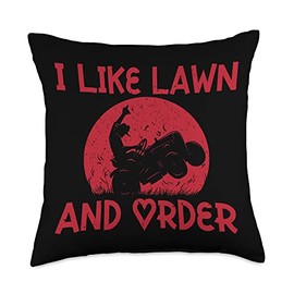 Funny Lawn Care Design Grass And Lawn Mowing Funny Order Pun Lawn Mower Grass Cutting Gardener Throw Pillow, 18x18, Multicolor
