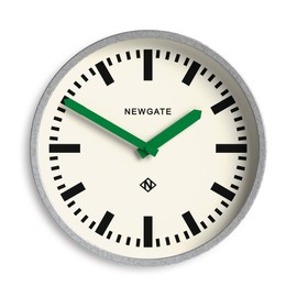 NEWGATE® Luggage Wall Clock | Modern Retro Metal Station Clock | 30cm | Deep galvanised Metal case with Green Hands | Contemporary Vintage Style for Kitchen, Living Room or Office