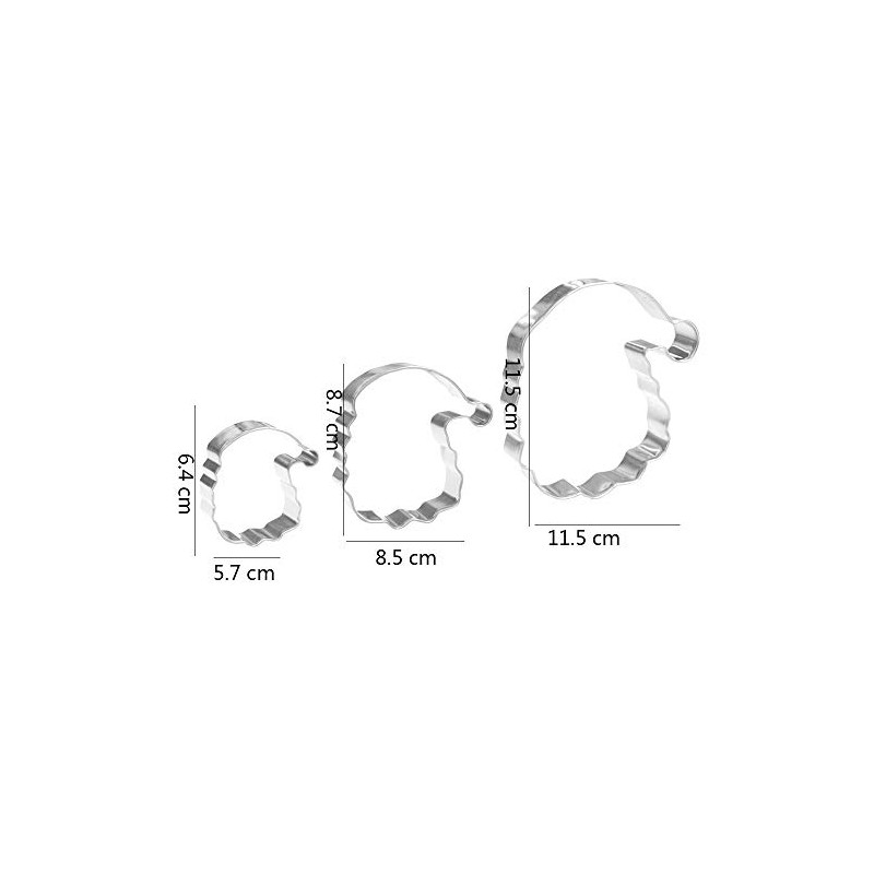 Santa Head Cookie Cutter Set - 3 Piece - Stainless
