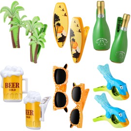 Honoson 12 Pcs Beach Towel Clips Beach Chairs Clips Plastic Swimming Pool Towel Holders Jumbo Size Funny Clothespins for Patio Holiday Pool Blanket Decoration (Stylish)