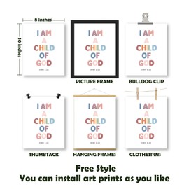 Pleonox Christian Boho Nursery Canvas Wall Art Prints 8x10 Inch Set of 4, Boho Inspirational Bible Verse Scripture Pictures Wall Decor for Kids Nursery Toddler Room Bedroom Playroom, Unframed