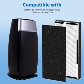 Breabetter HP100 Replacement Filter Compatible with Hunter HP100 and HT100 Purifiers, for H-HF100-VP H-PF100 30617 30601（2×Filter + 4×Pre-Filters）