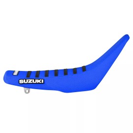 Enjoy MFG 1989-1992 SUZUKI RM 125 250 seat cover   all TM BLUE w/ BLACK ribs #146 LOGO