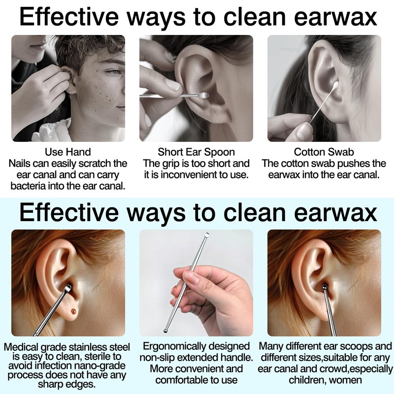 2pcs Stainless Steel Tonsil Stone Remover Tool + Ear Wax