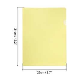 PATIKIL L Type Folders 24 Pack A4 Plastic File Project Pockets Clear Paper Document Jacket Sleeve for Office, Yellow