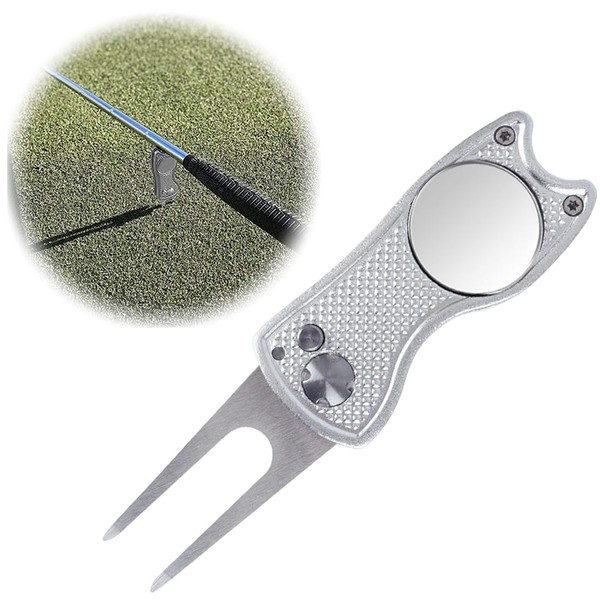 WHYCNJL 1 x Golf Marker Divot Tool Golf Foldable Aluminium