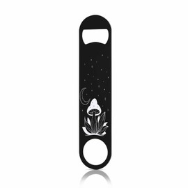 TASDANA Celestial Magic Witchcraft Stainless Steel Bottle Opener Esoteric Crescent Moon Mushrooms Stars Leaves Line Art Flat Beer Bottle Opener Keychain for Home Kitchen Bar Restaurant Party Gift