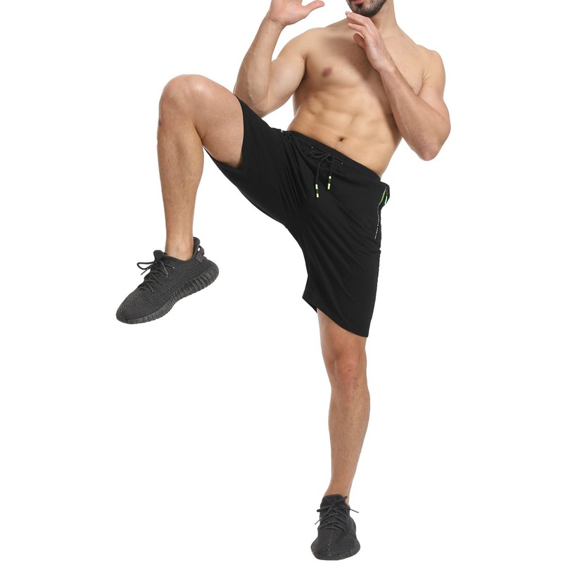 JustSun Men's Shorts, Sports Shorts, Cotton Stretch Fabric with Zip,