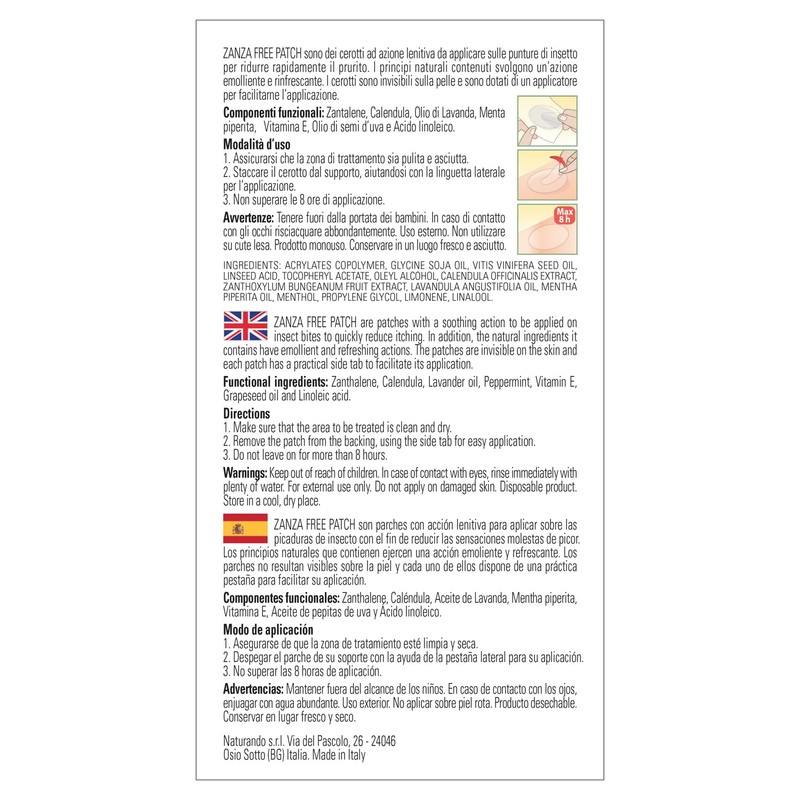 NATURANDO Zanza FREE Post Puncture Patch - 30 Soothing Patches