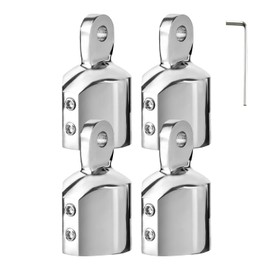 TINGZHIGO Heavy Duty Bimini Top Hardware Eye End Cap Fits 7/8 inch(22 mm) Tube, Durable 316 Stainless Steel Bimini Top Parts with A Mounting Wrench(4 Pack)