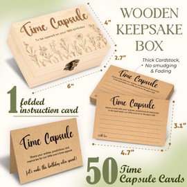 WOODAMORE Baby Time Capsule Box 1st Birthday Keepsake - Baby Time Capsule For First Birthday Party Games, 1st Birthday Activities For Party, Time Capsule Cards For 50 Guests, Baby Shower Game