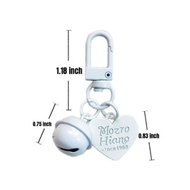 ZGYCHZY Heart Bell Keychains with Open Jump Buckle, Painted Metal Keychain Decor for Bag Purse Keys, DIY White Keychain Accessories with Heart Charm Bell
