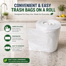 Bolsas de basura pequeñas de 3 galones, 440 unidades, bolsas de basura de plástico transparente para cubos de basura de 2 galones, 4 galones para contenedores del hogar y la oficina (440 bolsas)