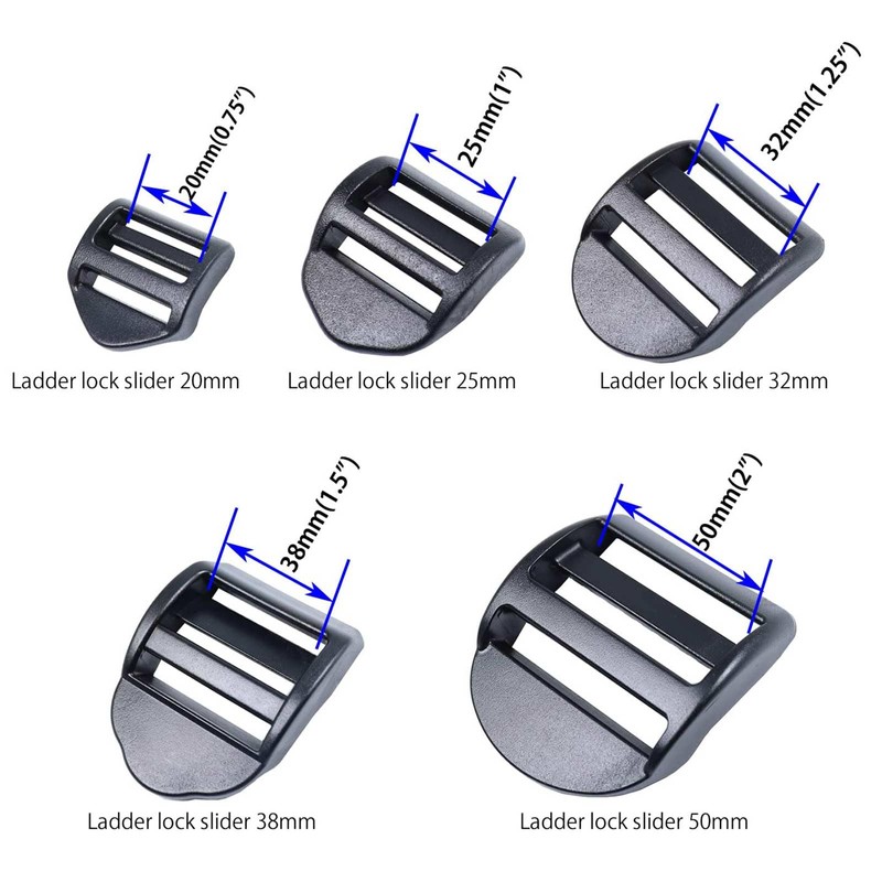 Ladder Lock Slider 20mm,25mm,32mm,38mm,50mm Plastic Ladderlock Slider Buckle Ladder Sliders