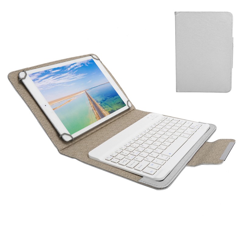 Tablet Cover Set with White Bluetooth Keyboard Protective Case Holder
