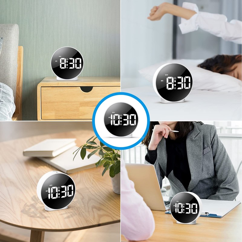 AMIR Alarm Clocks for Bedrooms, LED Electronic Clock, Small Desk