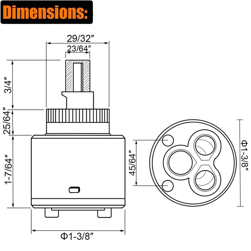 HWMATE Ceramic Disc Single Handle Faucet Cartridge Replacement 1-3/8″ /