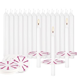 300Pack White Taper Candles with Drip Guards & Paper Holders - 5 Inch Odorless Religious Candles for Church Prayers, Sabbath Ceremonies, & Home Decorations……