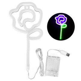Neon Lights Rose Flower Style Valentine's Day Proposal Wedding Confession Scene Home Decoration LightsPurple Light Green Light