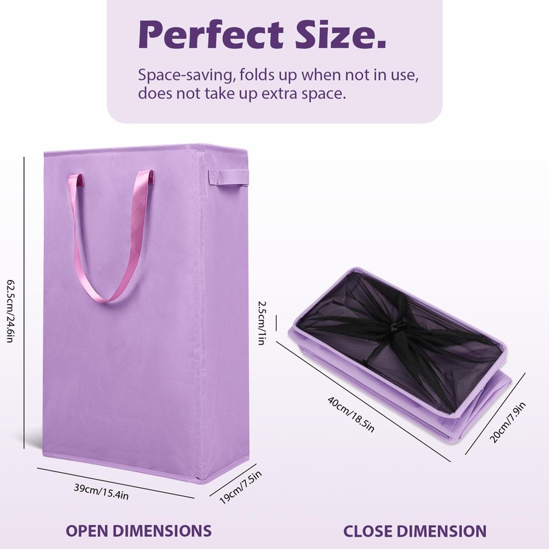 Odonata Slim Laundry Hamper Handles Collapsible Laundry Basket Thin Dirty