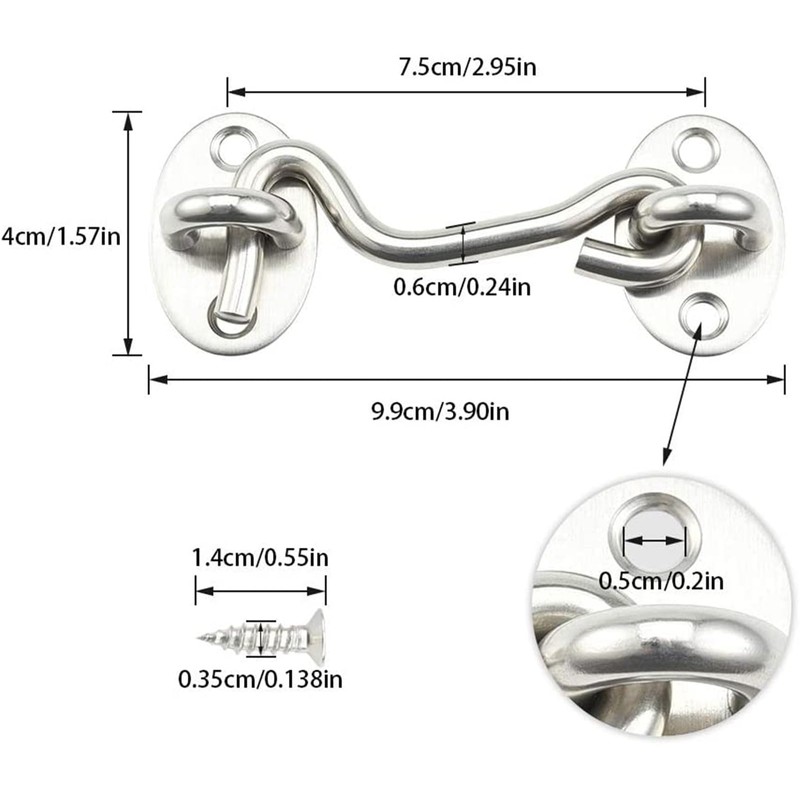Worldly Storm Hooks with Eyelet, Stainless Steel Cabin Hooks, Door