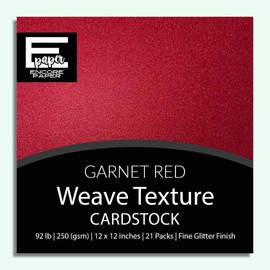 GARNET RED | WOW No-Shed Glitter Paper 12x12 | Encore Paper | Fine Glitter Finish | Compatible for Cricut & Silhouette | 250 GSM | 15 Pack