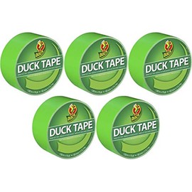 Duck 1265018 Color Duct Tape Neon Lime Green, 1.88 Inches x 15 Yards, Single Ro, 5 Pack