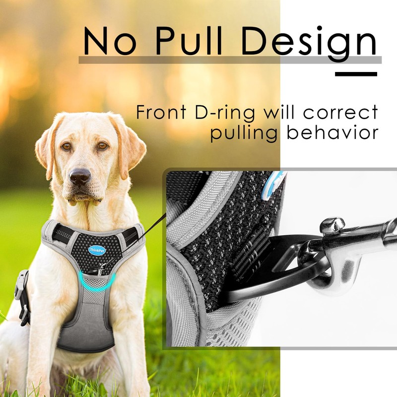 ThinkPet Anti-Pull Dog Harness, with Handle, Easy to Control, Adjustable,