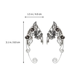 Lurrose 1 Pair Elf Ear Cuffs Vintage Clip- on Earrings Ear Wrap Crawler Hook Earrings Non- Piercing Cuff Earrings for Women Girls