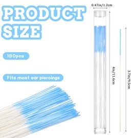 180PCS Earring Hole Cleaner Floss, Ear Piercing Floss, Earring Holes Cleaner Flosses, Ear Holes Piercing Cleaners, Disposable Piercings Hole Cleaners for Women Men(Blue)